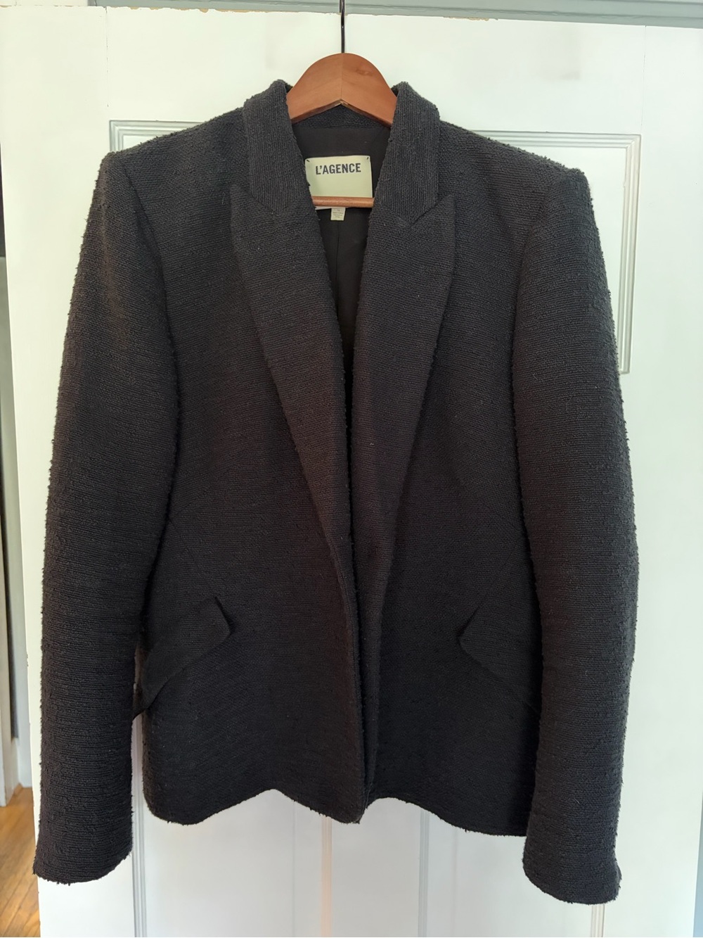 L'AGENCE Charcoal Textured Open-Front Blazer